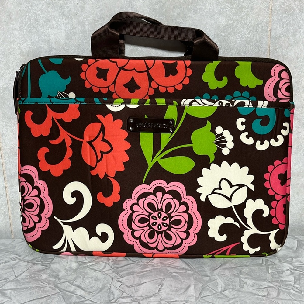 Vera Bradley Lola Brown padded neoprene laptop bag 15x11